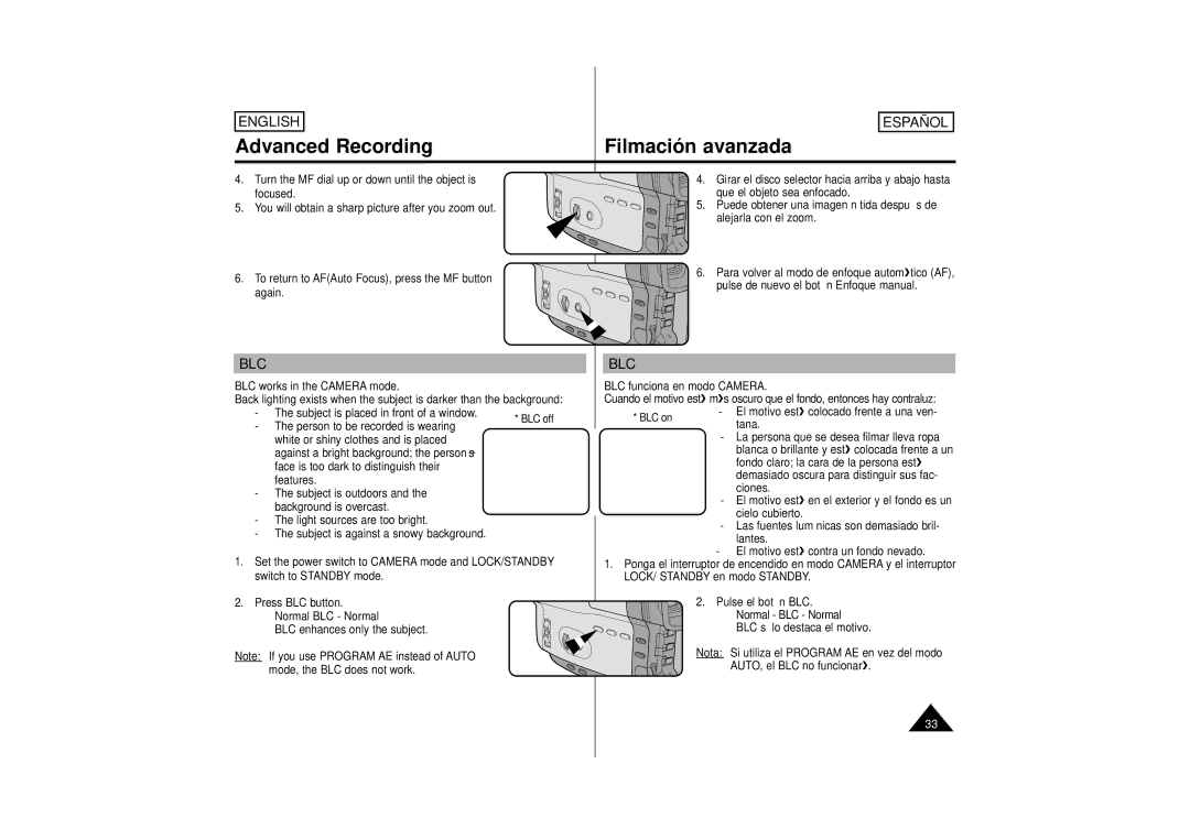 Samsung M53, M52, SCM51 manual BLC off BLC on 