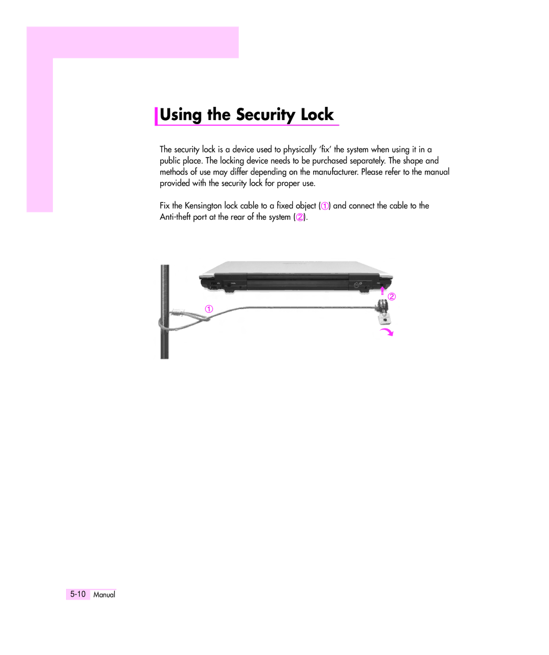 Samsung M55 manual Using the Security Lock 