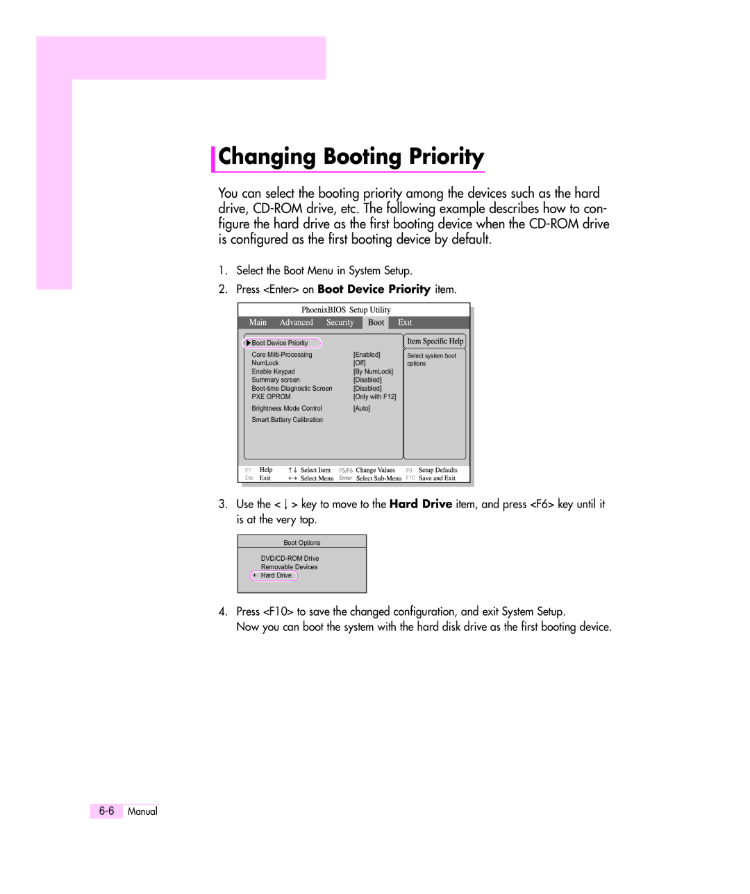 Samsung M55 manual Changing Booting Priority 