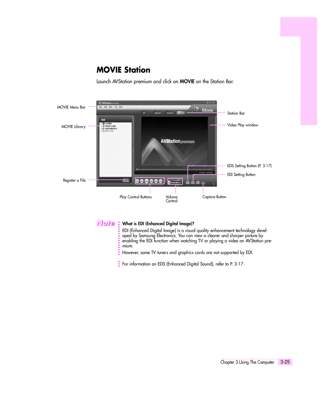 Samsung M55 manual Movie Station 