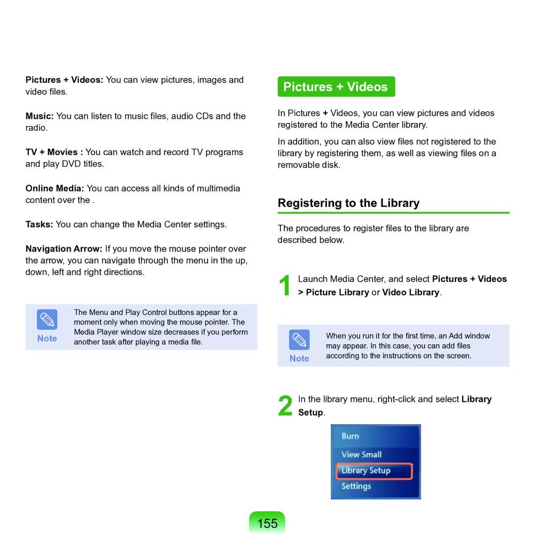 Samsung M60 manual Pictures + Videos, 155, Registering to the Library 