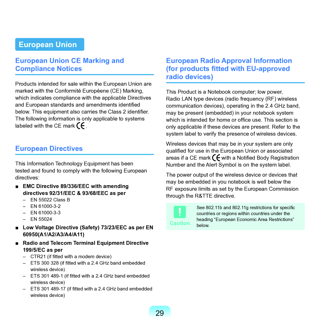 Samsung M60 manual European Union CE Marking and Compliance Notices, European Directives 