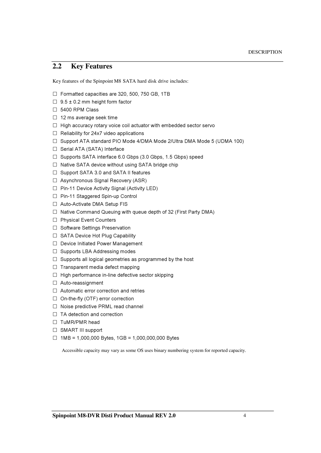 Samsung M8-DVR manual Key Features 