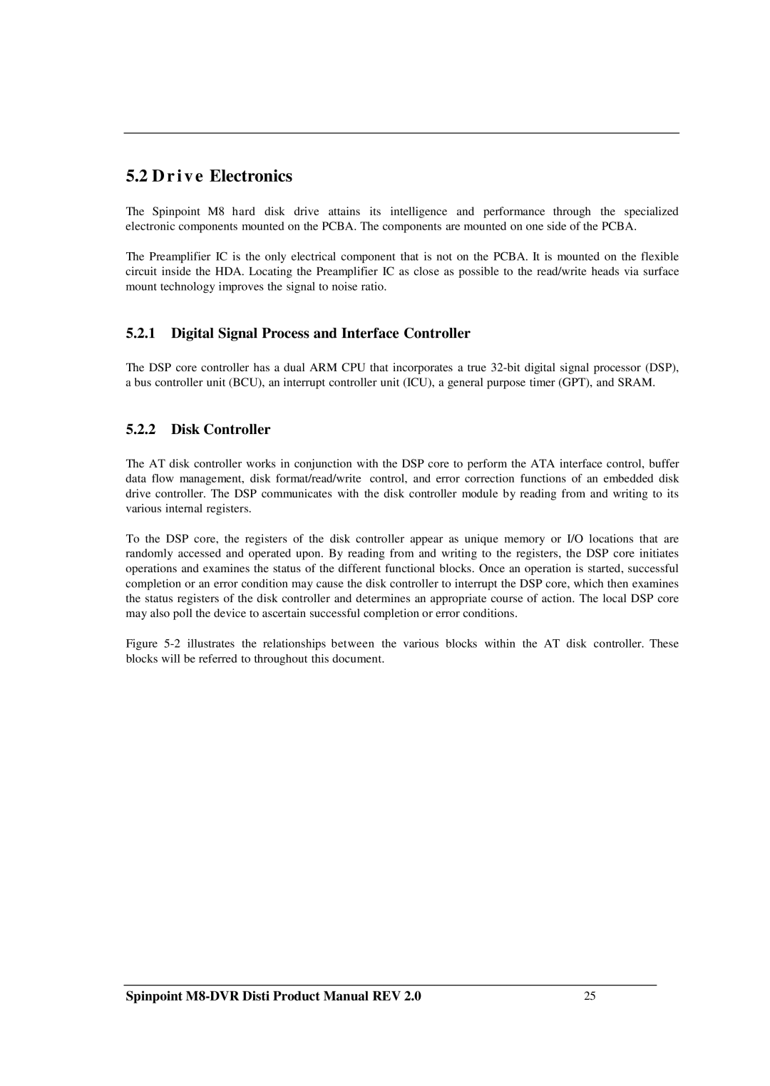 Samsung M8-DVR manual Drive Electronics, Digital Signal Process and Interface Controller, Disk Controller 