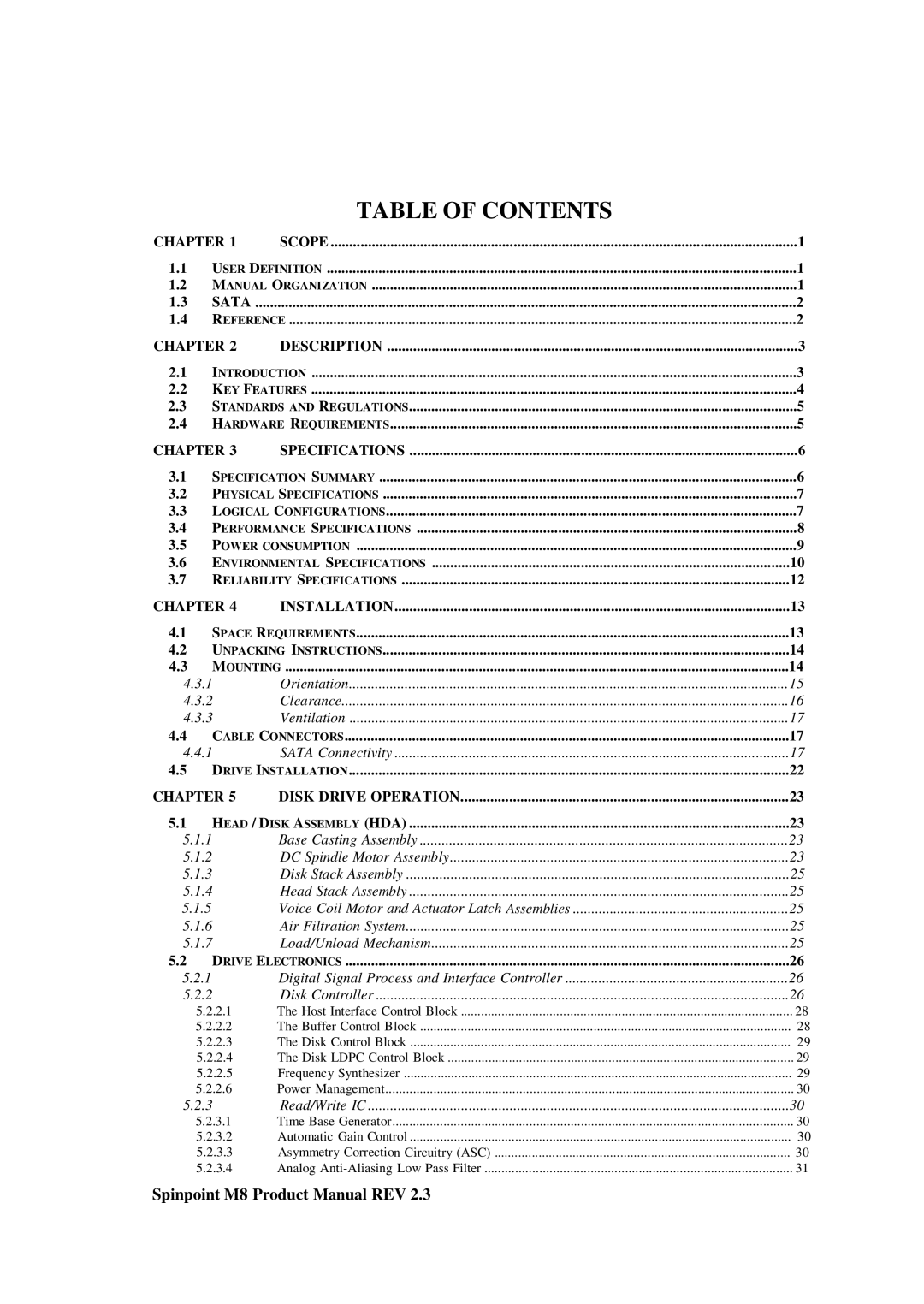 Samsung M8 manual Table of Contents 