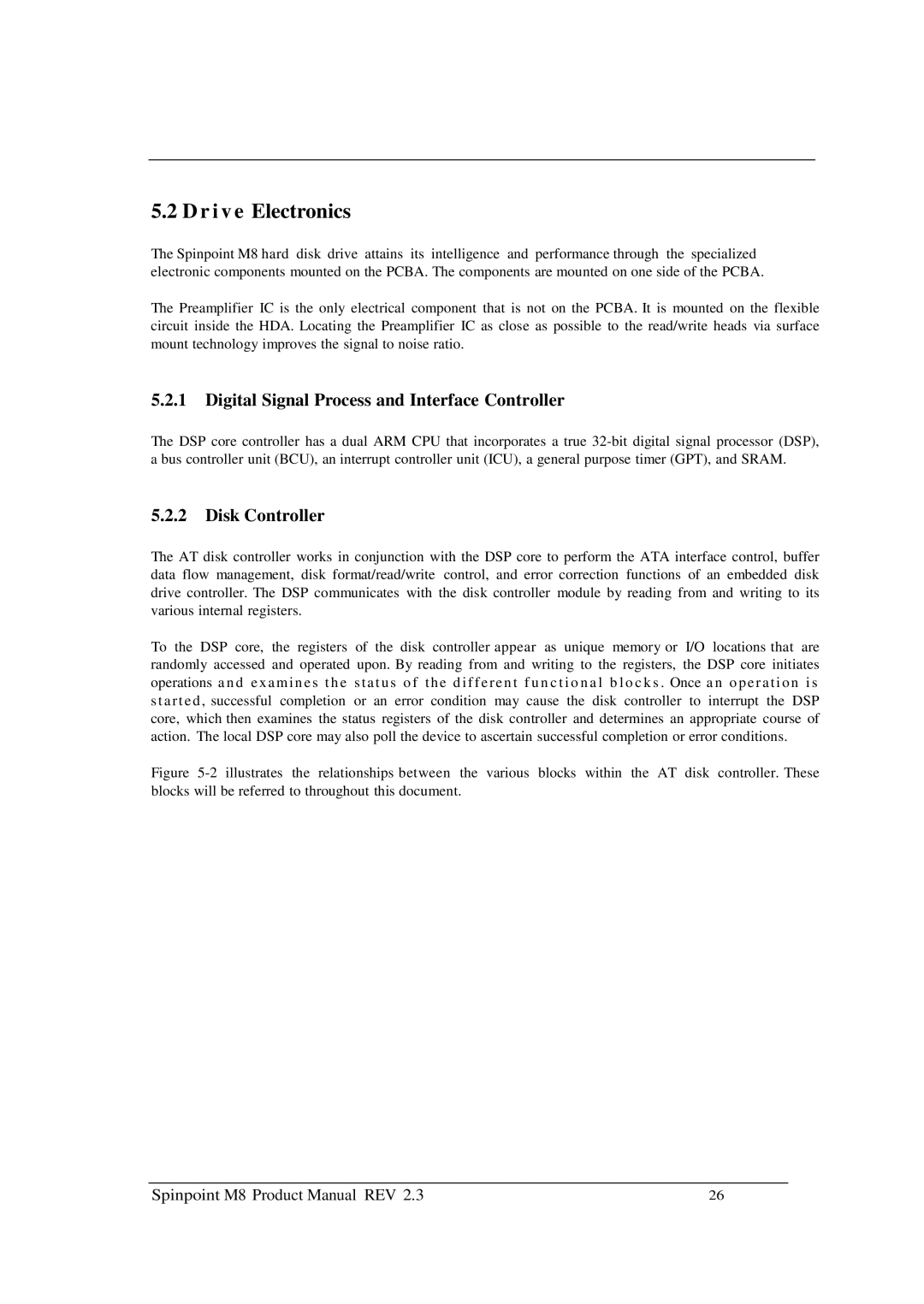 Samsung M8 manual Drive Electronics, Digital Signal Process and Interface Controller, Disk Controller 