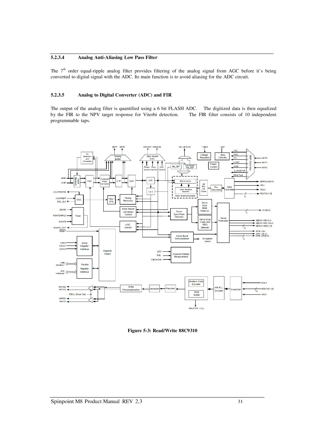 Samsung M8 manual Analog Anti-Aliasing Low Pass Filter, Analog to Digital Converter ADC and FIR 