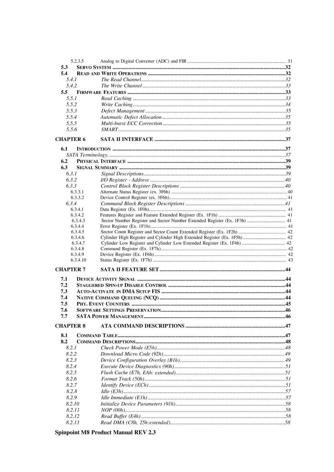 Samsung M8 manual Servo System Read and Write Operations 