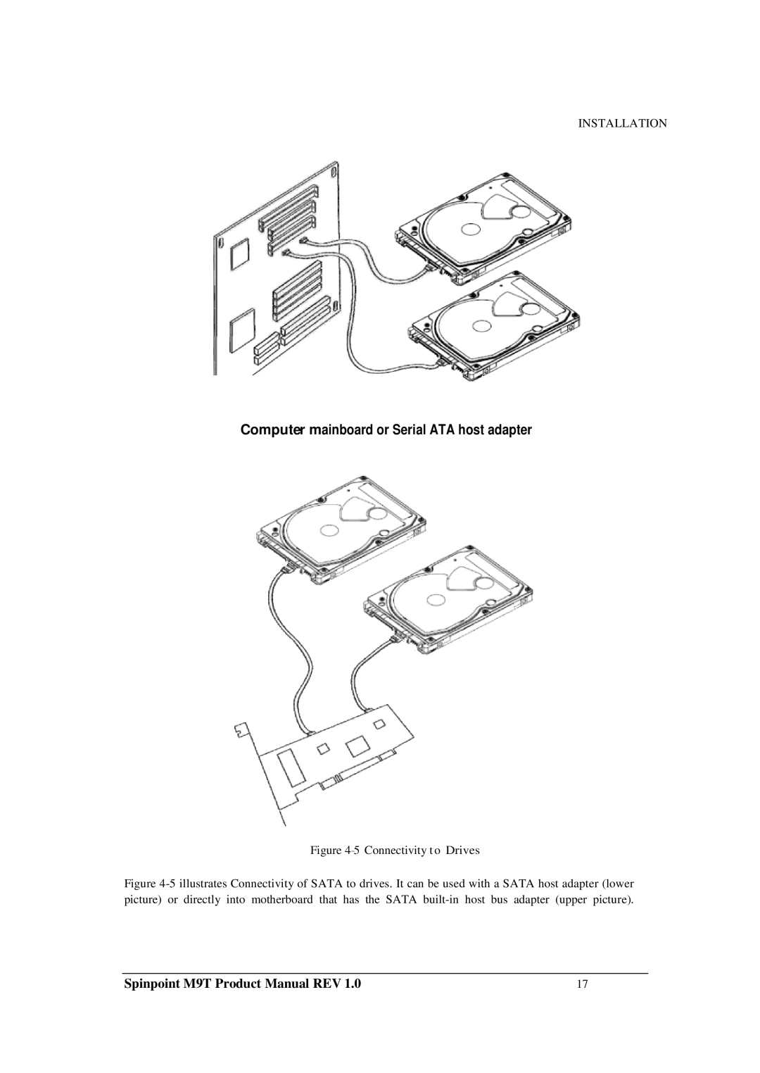 Samsung M9T manual Computer mainboard or Serial ATA host adapter 