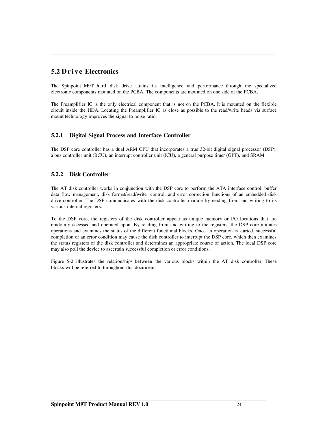 Samsung M9T manual Drive Electronics, Digital Signal Process and Interface Controller, Disk Controller 