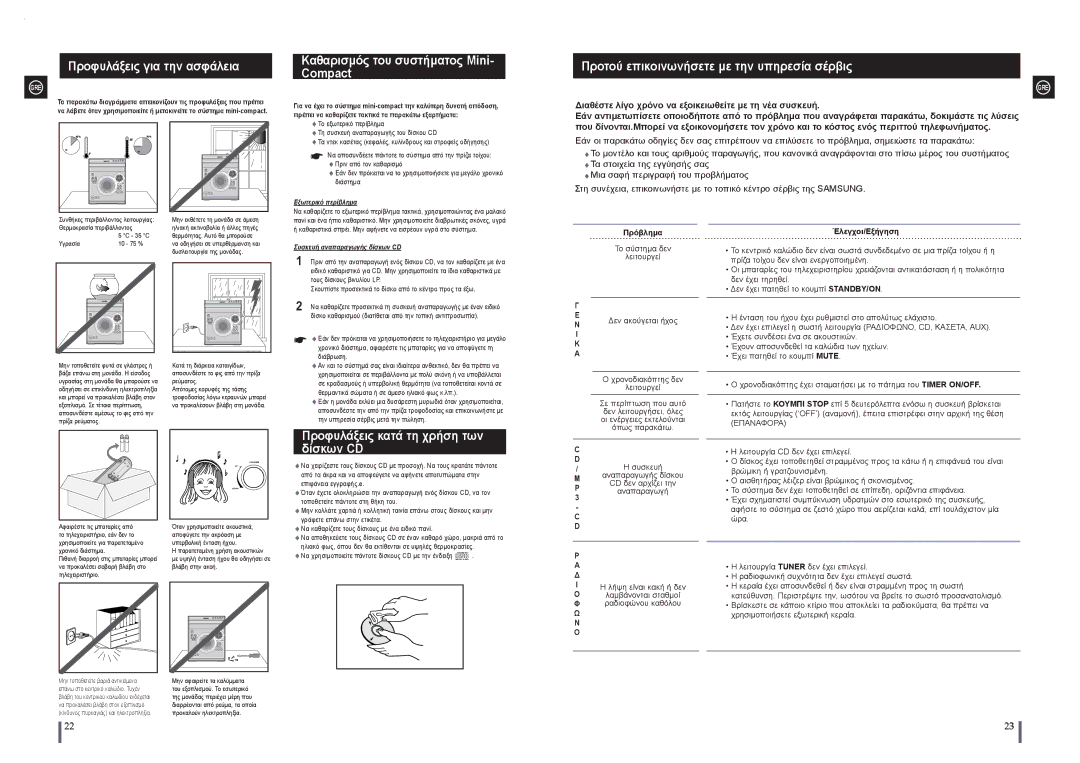 Samsung MAX-A55UR/EDC Προφυλάξεις κατά τη χρήση των, Δίσκων CD, Διαθέστε λίγο χρόνο να εξοικειωθείτε με τη νέα συσκευή 