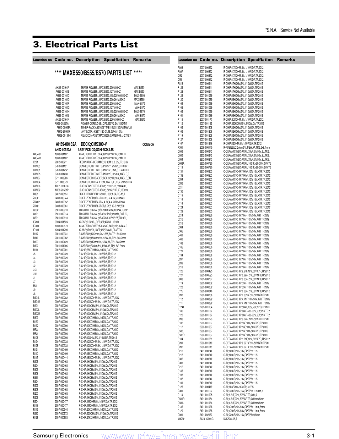 Samsung MAX-B550 service manual MJ1, MR3, MR2, DR2, DR1 