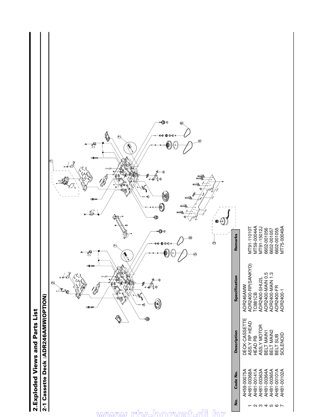 Samsung MAX-B550 service manual Exploded Views and Parts List, Cassette Deck ADR246AMWOPTION 