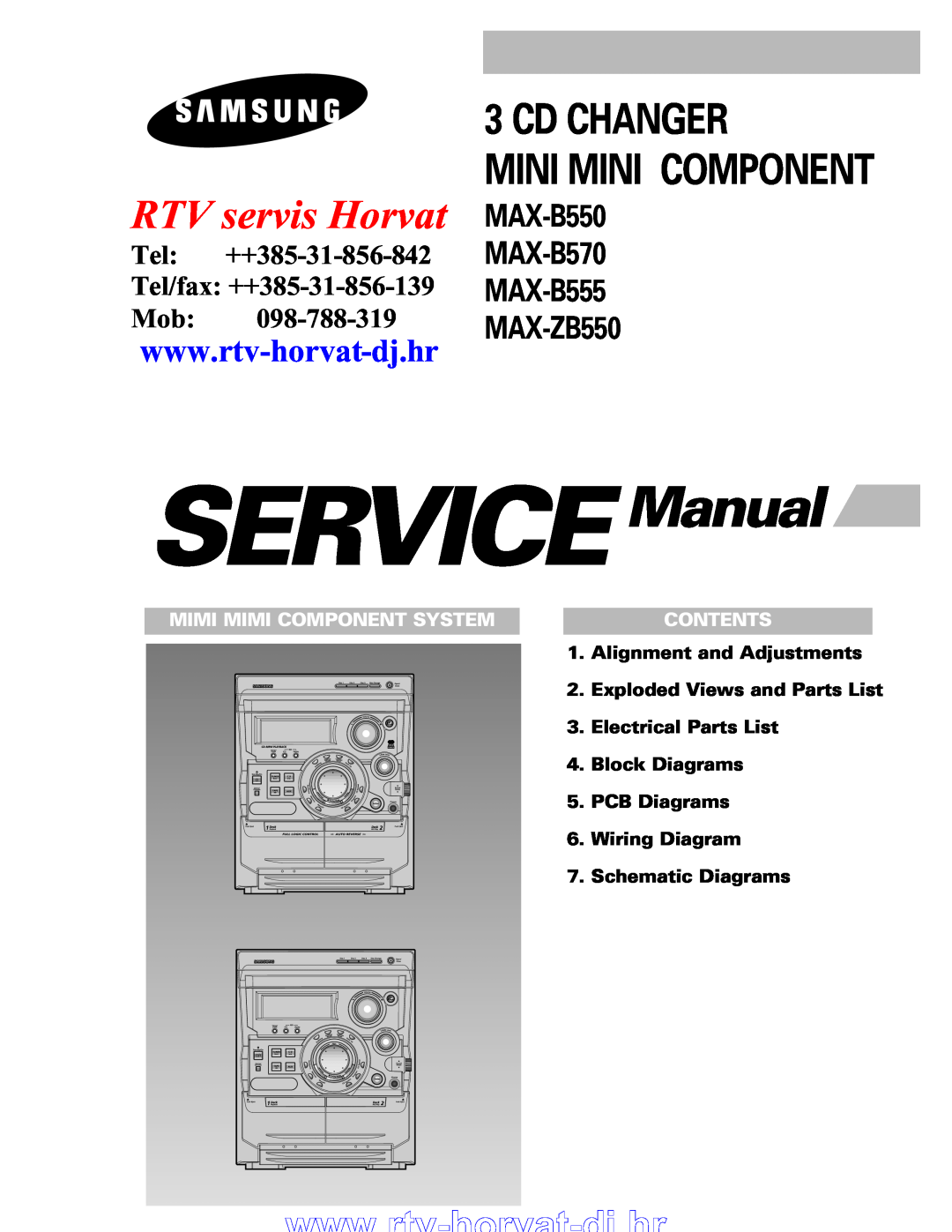 Samsung service manual Cd Changer Mini Mini Component, RTV servis Horvat, MAX-B550 MAX-B570 MAX-B555 MAX-ZB550, Mob 