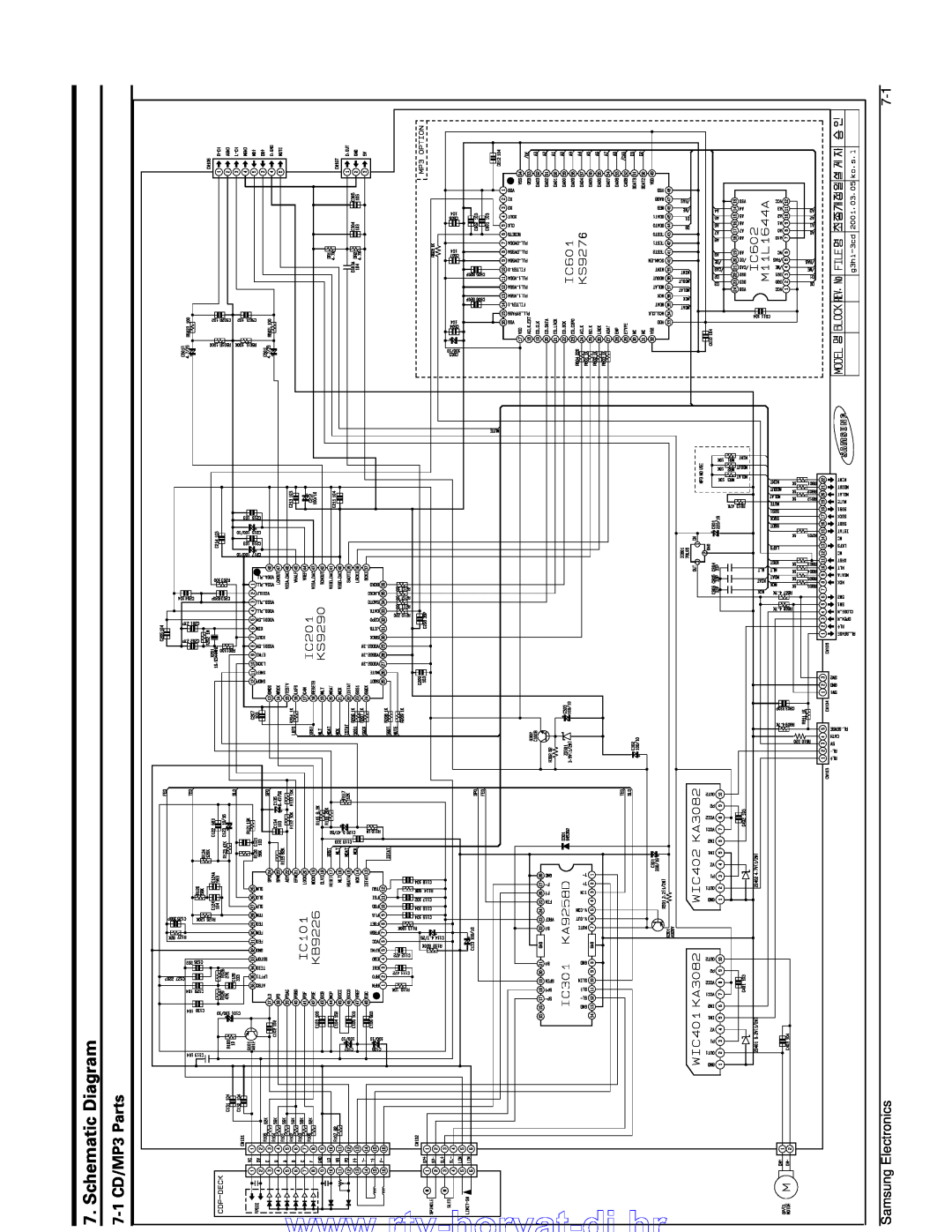 Samsung MAX-B550 service manual Schematic Diagram, 7-1CD/MP3 Parts 