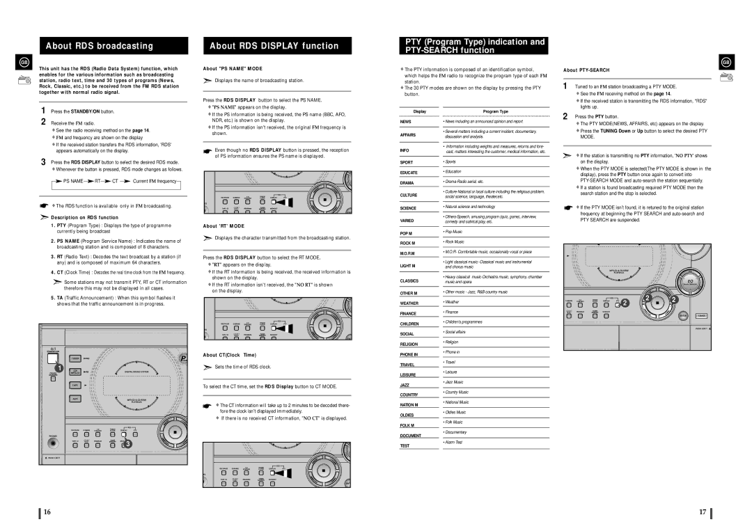 Samsung MAX-C570R/ELS, MAX-C550R/EDC, MAX-C570R/EDC, MAX-C550R/ELS manual About RDS broadcasting, About RDS Display function 