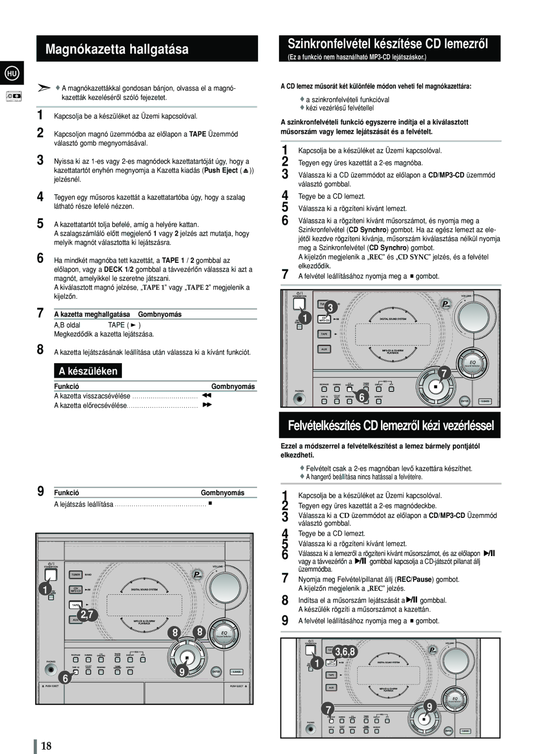 Samsung MAX-C570R/ELS manual Magnókazetta hallgatása, Mûsorszám vagy lemez lejátszását és a felvételt, Elkezdheti 