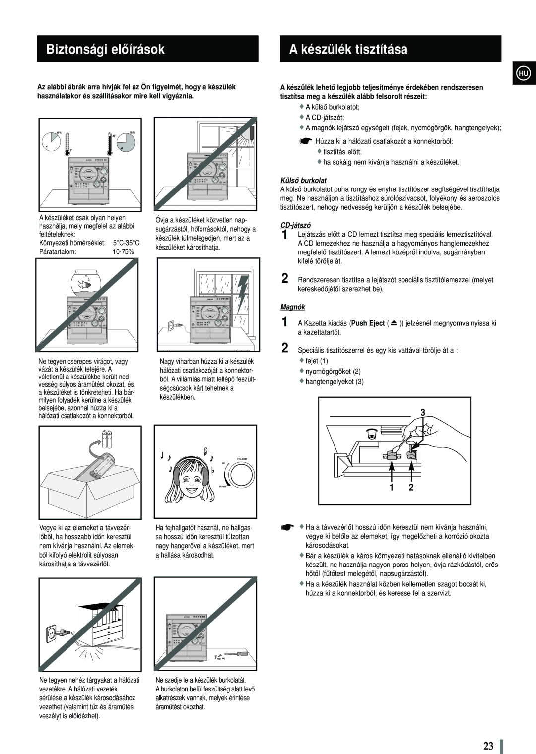 Samsung MAX-C570R/ELS manual Biztonsági elôírások Készülék tisztítása 