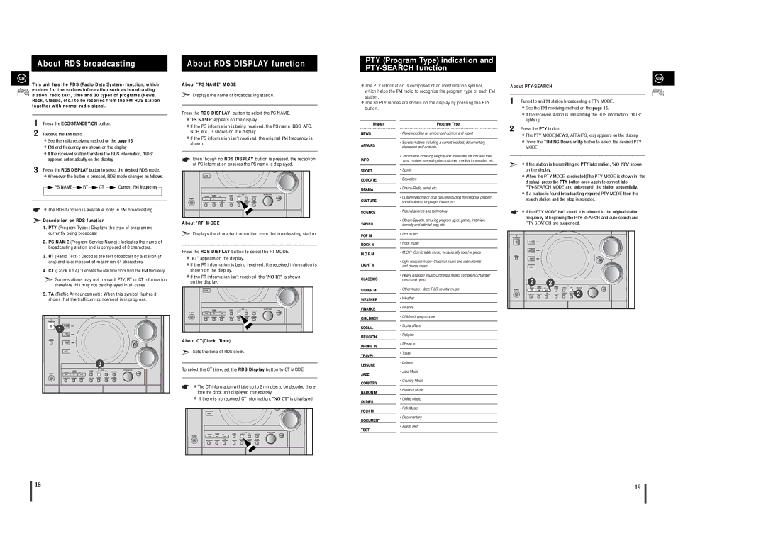 Samsung MAX-C670R/ELS manual About RDS broadcasting, About RDS Display function 