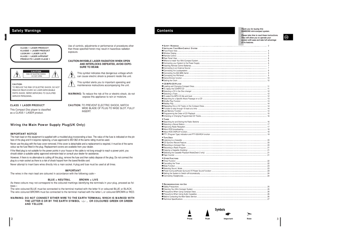 Samsung MAX-C670R/ELS manual Contents 