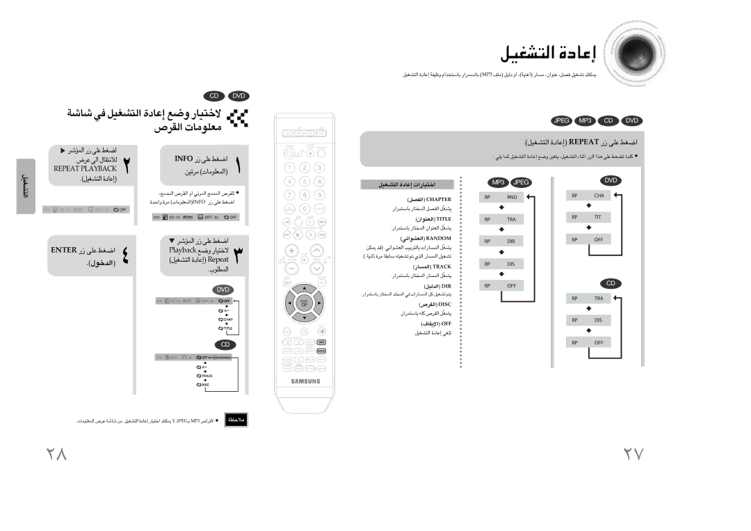 Samsung MAX-DA55T/HAC, MAX-DA54T/HAC, MAX-DA54T/MEA manual KcabyalP Ël ôî∑OU¸, «∞LDKu», «∞∑AGOq …≈´Uœ Taeper ¸ ´Kv «Gj 