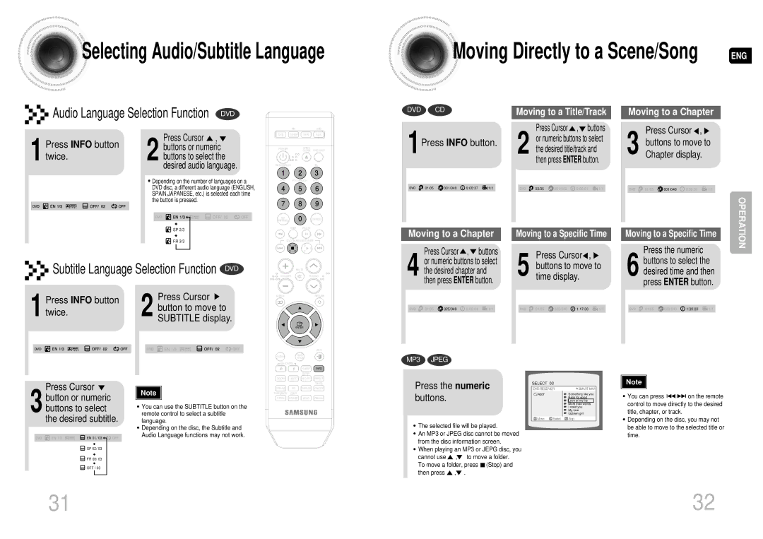 Samsung MAX-DA55T/HAC, MAX-DA55T/FMC manual 1Press Info button, Press Info button Press Cursor Button to move to Twice 