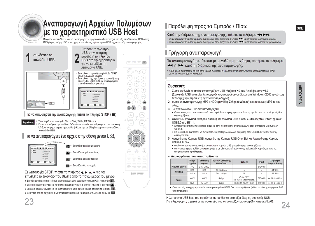 Samsung MAX-DA66R/EDC manual Παράλειψη προς τα Εμπρός / Πίσω, Κατά την διάρκεια της αναπαραγωγής, πιέστε το πλήκτρο 