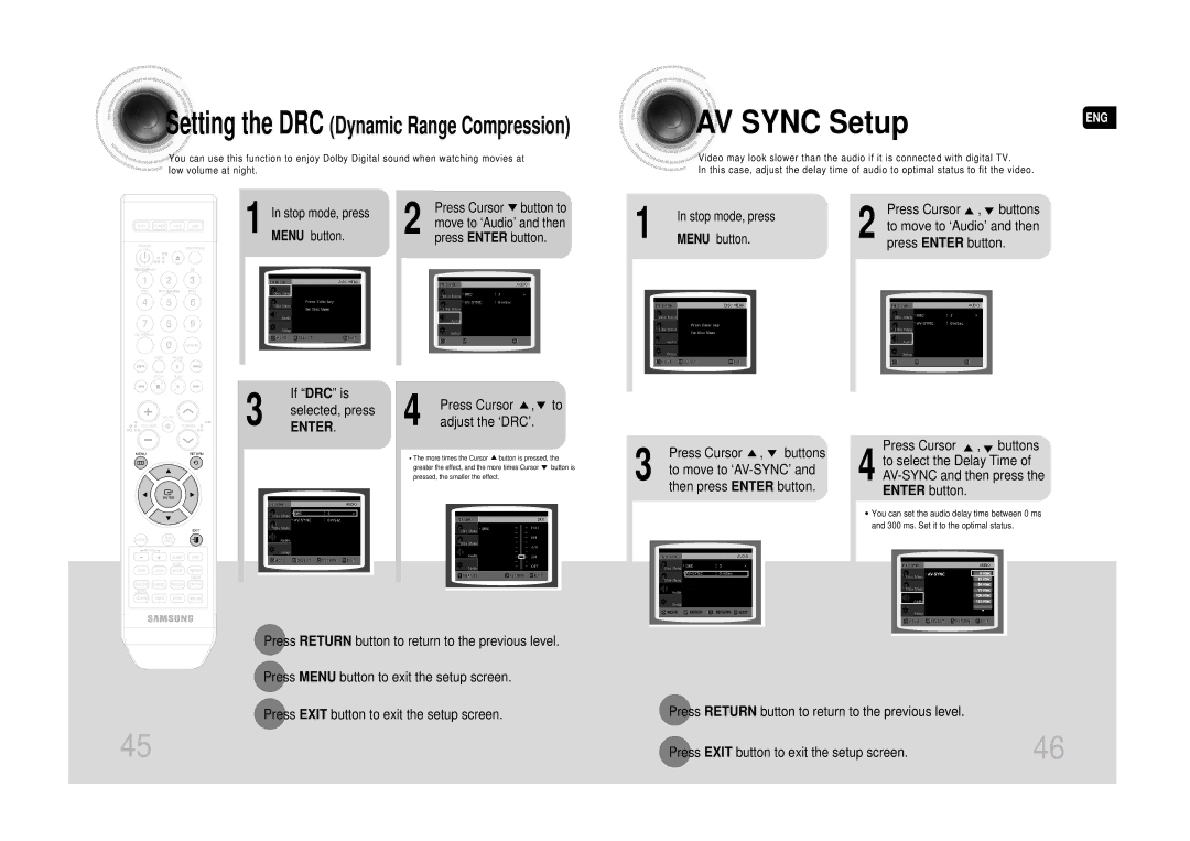 Samsung MAX-DA66R/EDC manual AV Sync Setup 