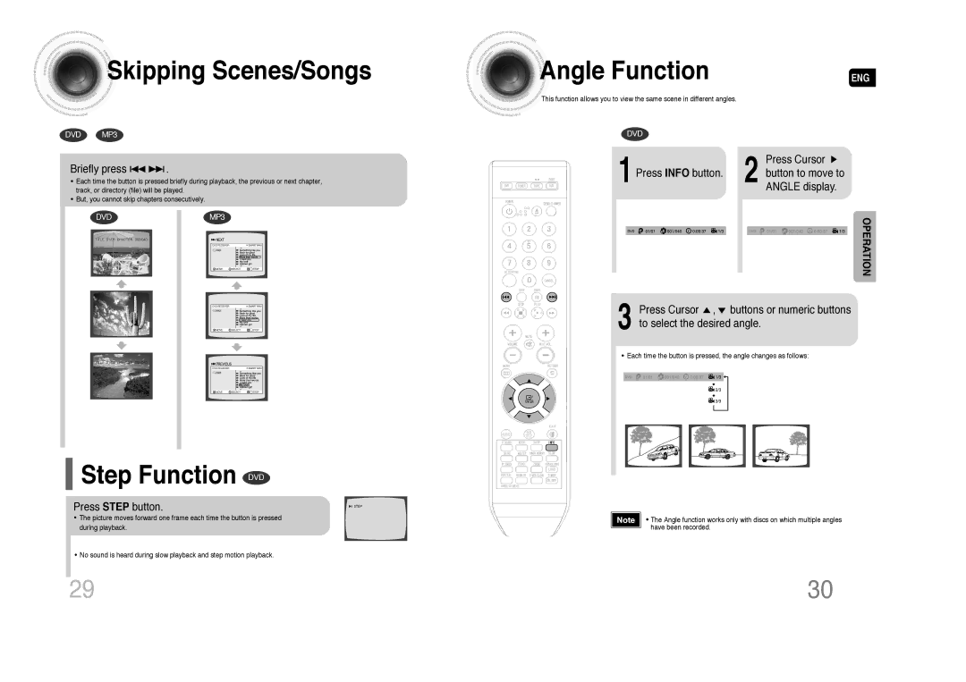 Samsung MAX-DA76T/SAH, MAX-DA76T/FMC, MAX-DA76T/MEA, MAX-DA75T/HAC, MAX-DA76T/HAC Skipping Scenes/Songs, Step Function DVD 