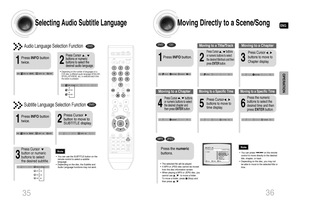 Samsung MAX-DA79T/FMC, MAX-DA76T/FMC, MAX-DA76T/MEA Press Info button twice, 1Press Info button, Press the numeric buttons 