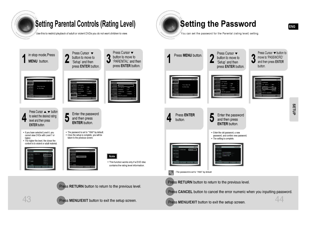 Samsung MAX-DA79T/SAH manual Press Cursor Button to move to, Press Cursor button to, Move to ‘PASSWORD’, Then press Enter 