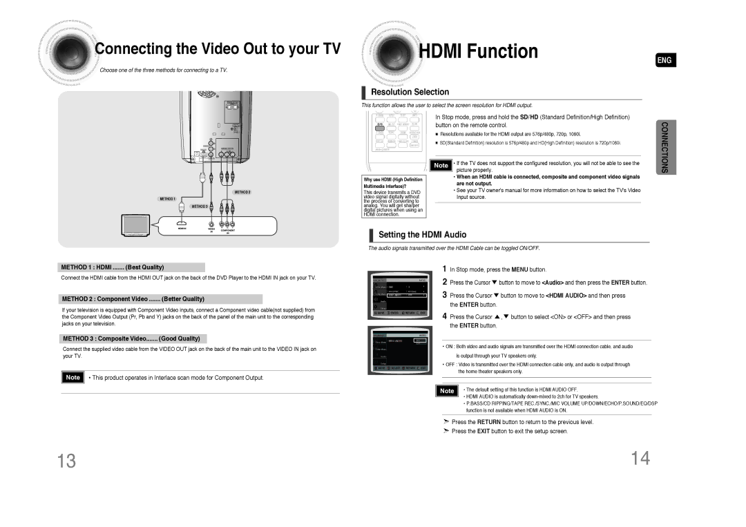 Samsung MAX-DA75T/FMC, MAX-DA76T/FMC, MAX-DA76T/MEA, MAX-DA75T/HAC manual Hdmi Function, Stop mode, press the Menu button 