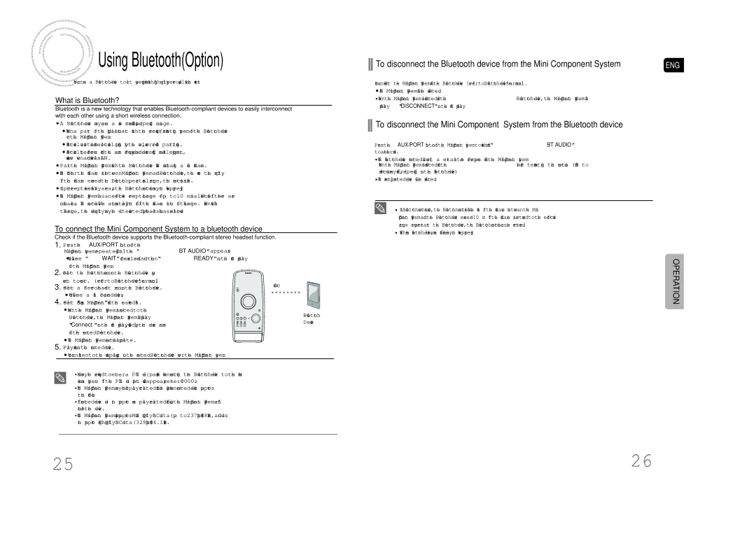 Samsung MAX-DA79T/SAH, MAX-DA79T/UMG, MAX-DA79T/FMC, MAX-DA79T/HAC, MAX-DA79T/MEA manual Using BluetoothOption 