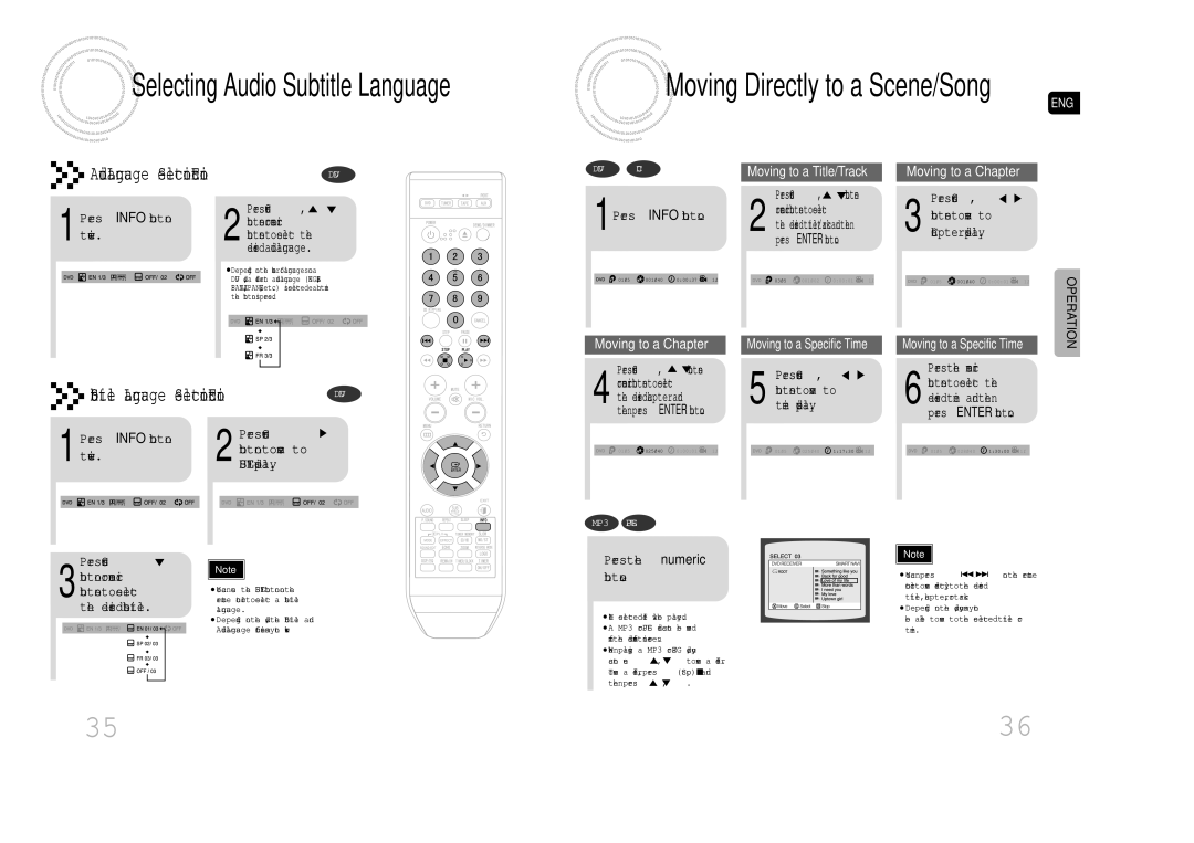 Samsung MAX-DA79T/SAH, MAX-DA79T/UMG, MAX-DA79T/FMC Press Info button twice, 1Press Info button, Press the numeric buttons 