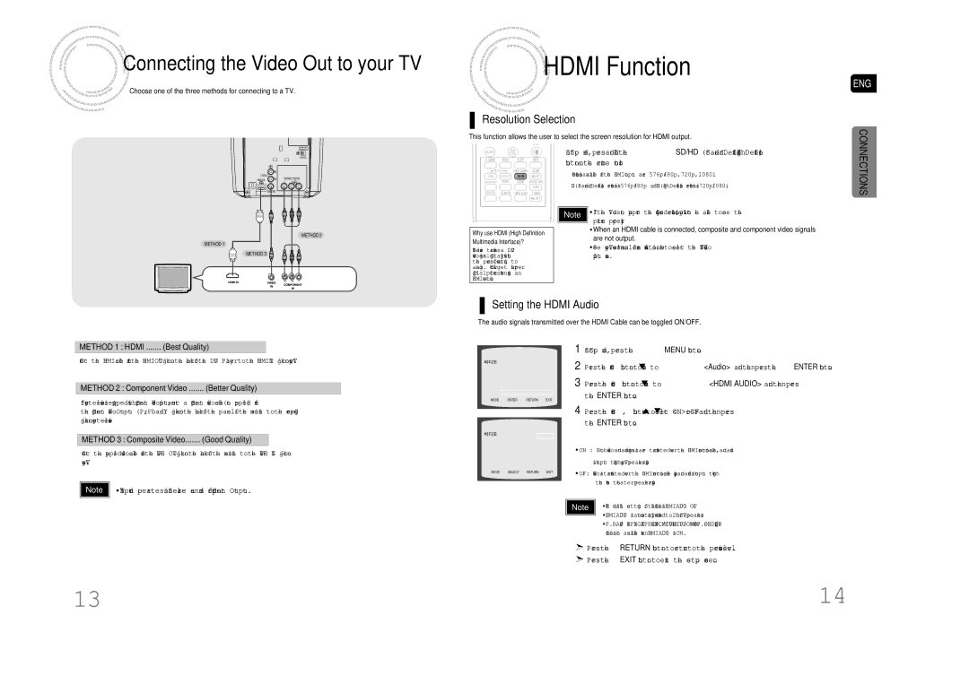 Samsung MAX-DA79T/MEA, MAX-DA79T/UMG, MAX-DA79T/FMC, MAX-DA79T/HAC, MAX-DA79T/SAH manual Hdmi Function, Connections 