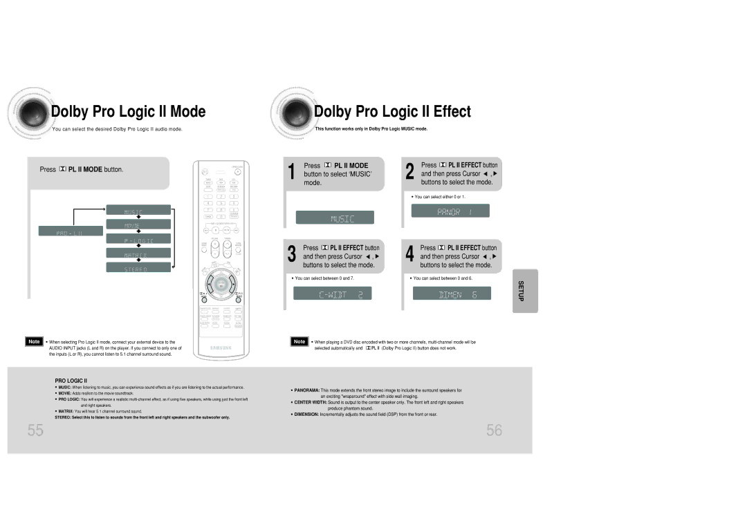 Samsung MAX-DC20800 instruction manual Dolby Pro Logic II Mode, Dolby Pro Logic II Effect, Press PL II Mode 