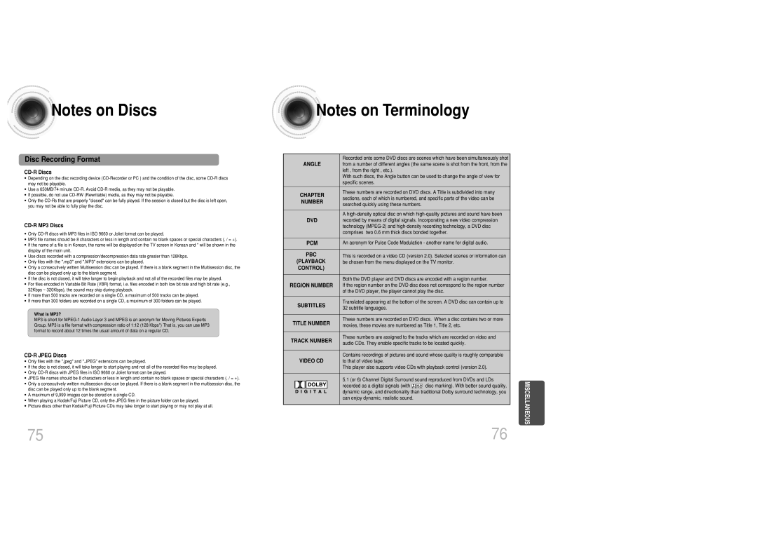 Samsung MAX-DC20800 instruction manual Disc Recording Format, What is MP3? 