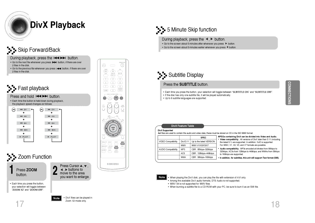 Samsung MAX-DC640F/XSG, MAX-DC640F/UMG manual DivX Playback 