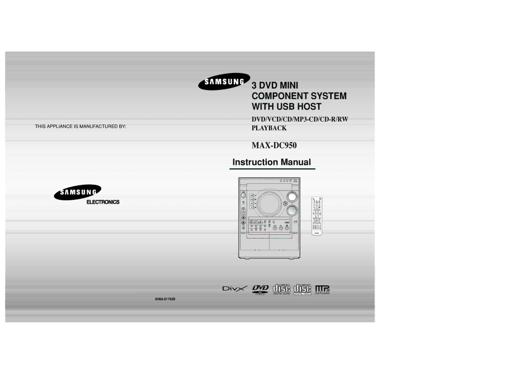 Samsung MAX-DC950F/UMG, MAX-DC950F/XSG, MAX-DC950T/CDM manual DVD Mini Component System with USB Host 