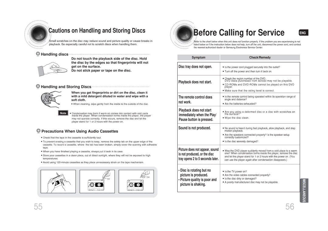 Samsung MAX-DG54T/MEA, MAX-DG54T/FMC, MAX-DG54T/XFA, MAX-DG54T/HAC, MAX-DG53T/HAC, MAX-DG53T/FMC Before Calling for Service 