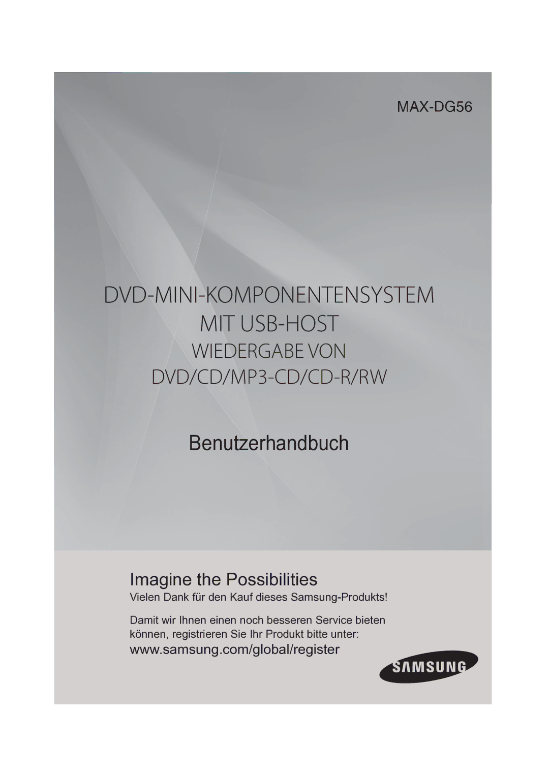 Samsung MAX-DG56R/EDC manual Dvd-Mini-Komponentensystem Mit Usb-Host 