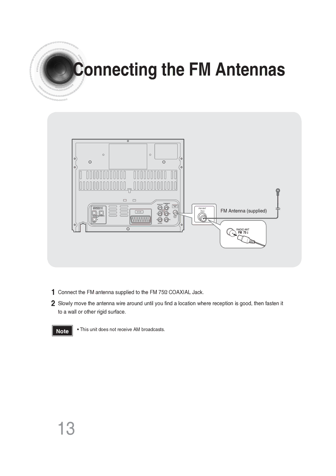 Samsung MAX-DG56R/EDC manual Connecting the FM Antennas 