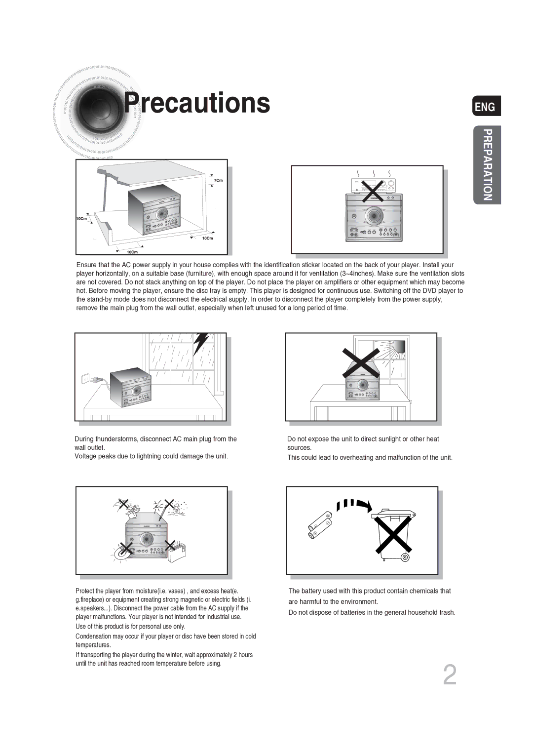 Samsung MAX-DG56R/EDC manual Precautions, Eng 