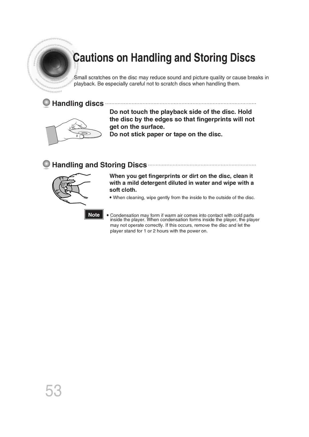 Samsung MAX-DG56R/EDC manual Handling discs, Handling and Storing Discs 