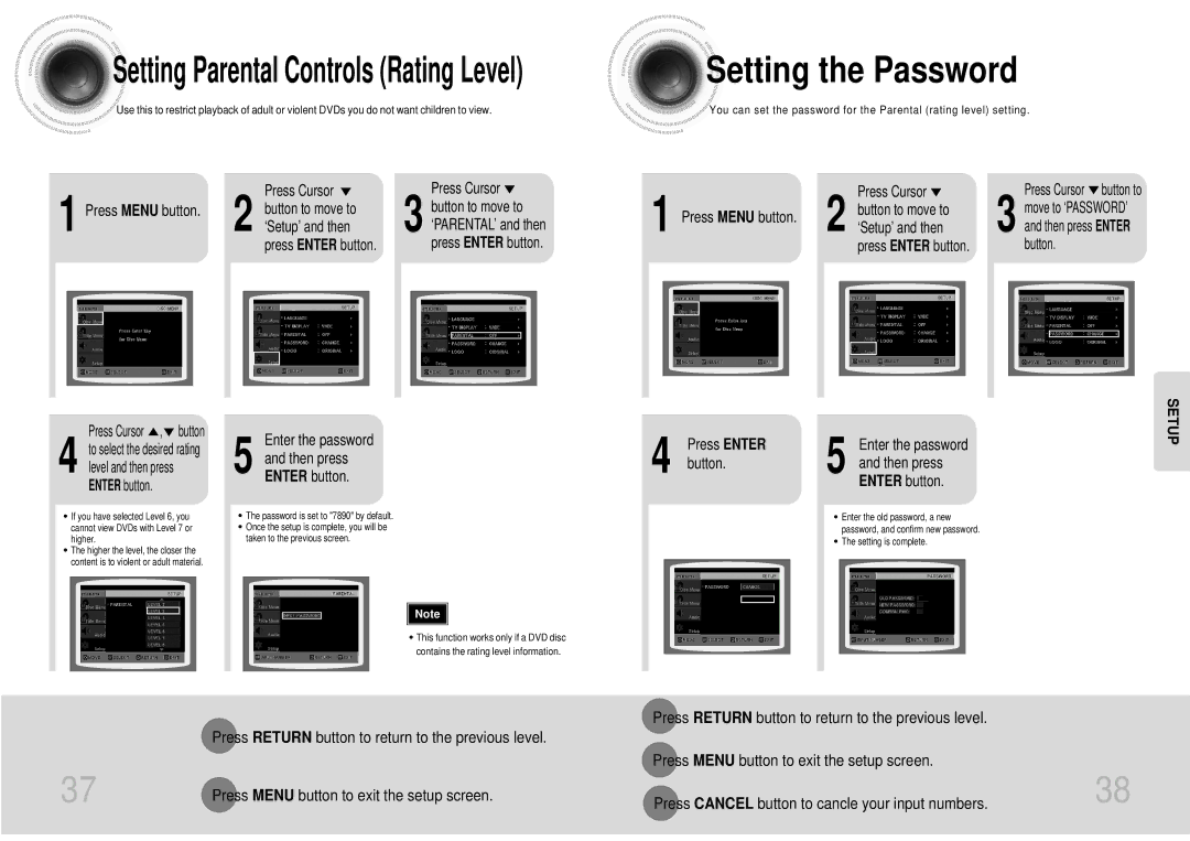 Samsung MAXDJ550FH/FAT, MAX-DJ550T/CDM, MAX-DJ550F/XSG Setting the Password, Enter the password Then press Enter button 