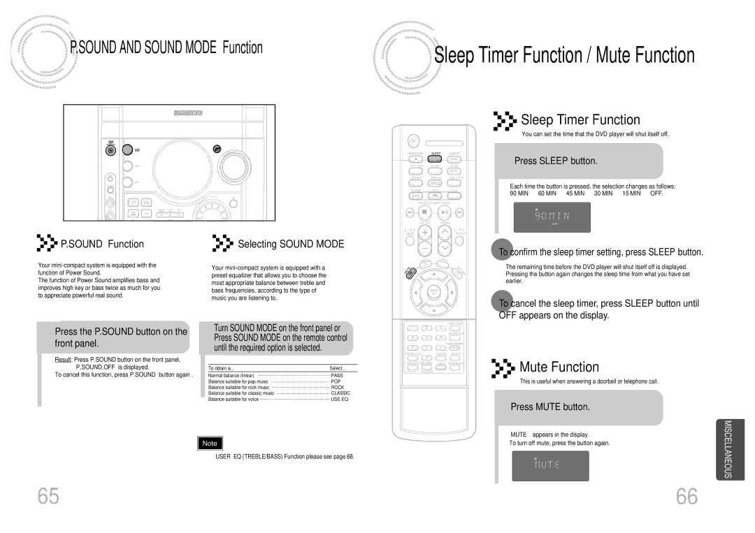 Samsung MAX-DJ740F/XSG manual Press Sleep button, Press Mute button, To confirm the sleep timer setting, press Sleep button 