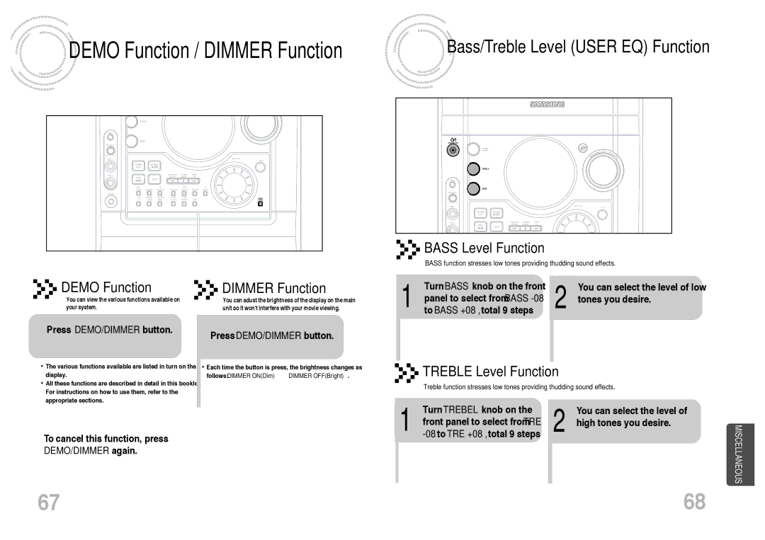 Samsung MAX-DJ740F/FMC, MAX-DJ750F/FMC, MAX-DJ750F/UMG, MAX-DJ750F/HAO manual Turn Trebel knob on, You can select the level 