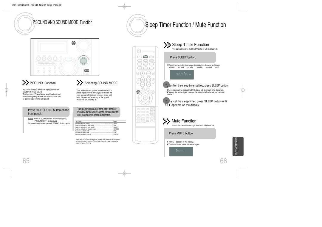 Samsung MAX-DS990F/XSG manual Press Sleep button, To confirm the sleep timer setting, press Sleep button, Press Mute button 