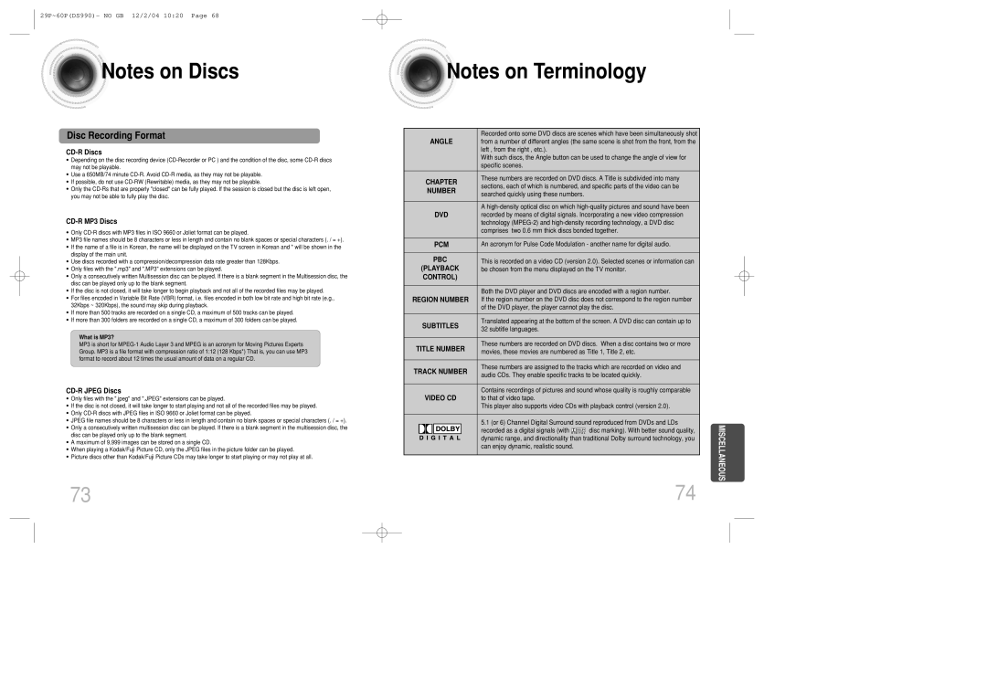 Samsung MAX-DS990F/UMG Left , from the right , etc, Specific scenes, Be chosen from the menu displayed on the TV monitor 