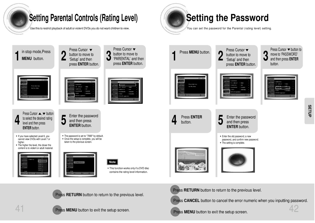 Samsung MAX-DT95T/UMG, MAX-DT95T/SIM, MAX-DT95T/FMC manual Setting the Password, Press Menu button 